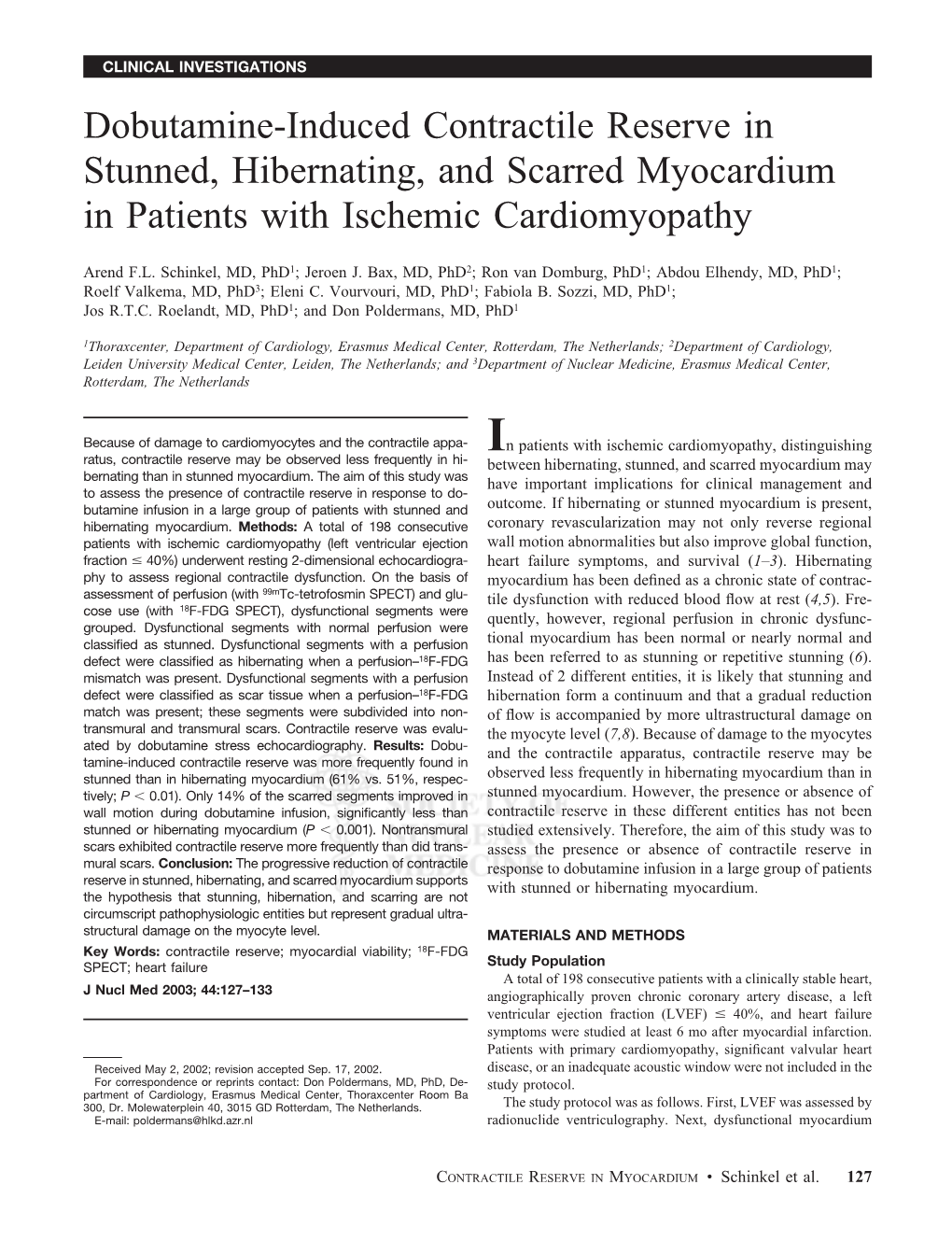 Dobutamine-Induced Contractile Reserve in Stunned, Hibernating, and Scarred Myocardium in Patients with Ischemic Cardiomyopathy