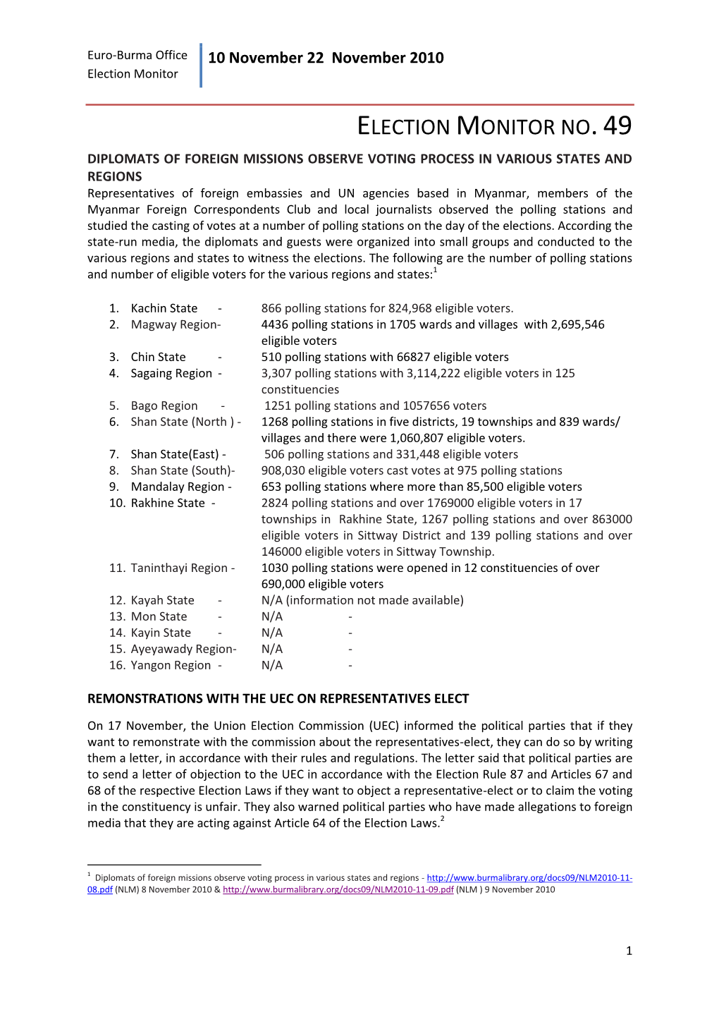 Election Monitor No.49