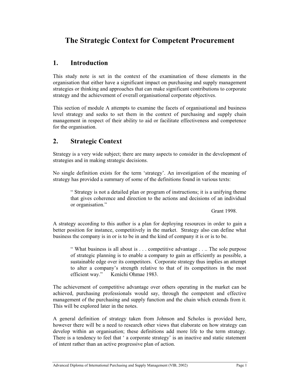 Purchasing and Supply Chain Management 1 : Section 1