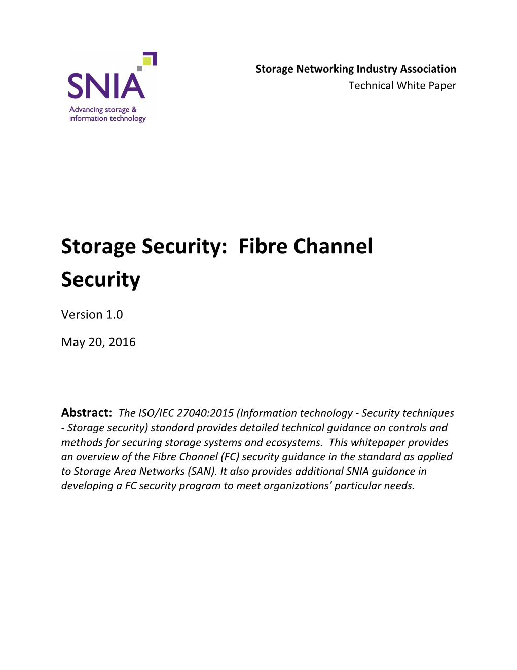 Storage Security: Fibre Channel Security