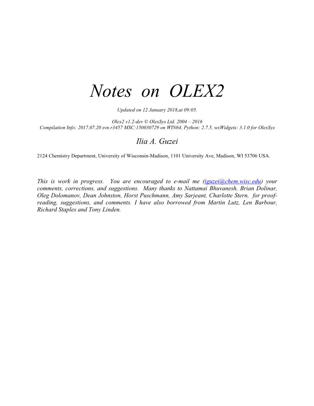 Notes on OLEX2