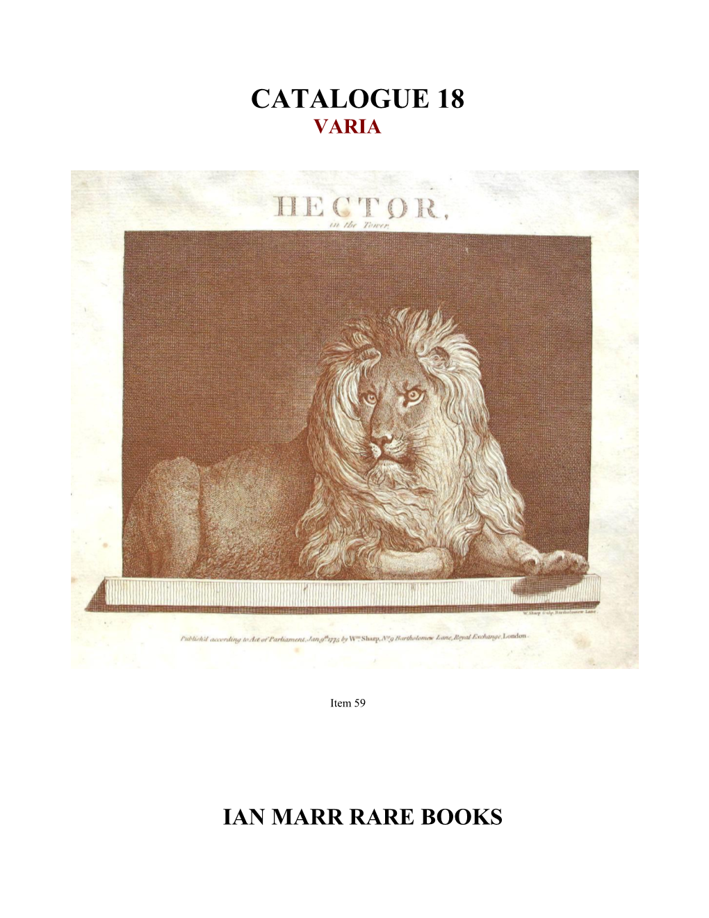 Ian Marr Rare Books: Catalogue 18