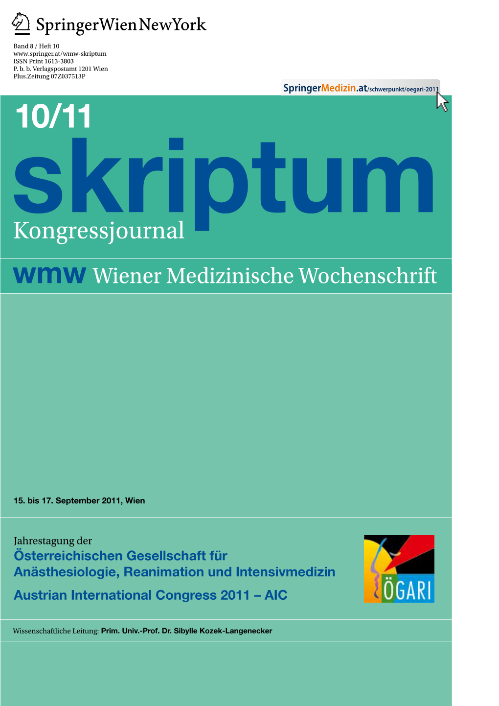 Kongressjournal Wmw Wiener Medizinische Wochenschrift