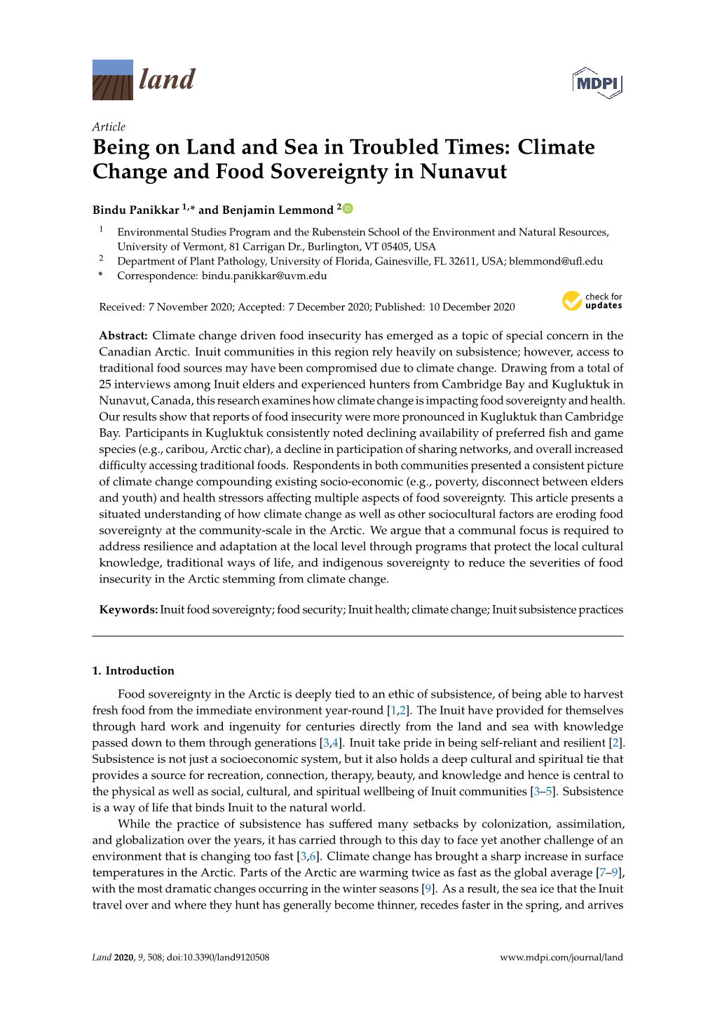 Climate Change and Food Sovereignty in Nunavut