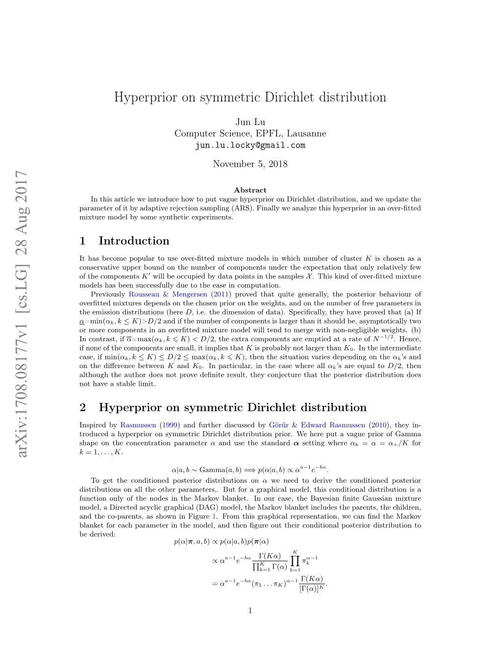 Hyperprior on Symmetric Dirichlet Distribution