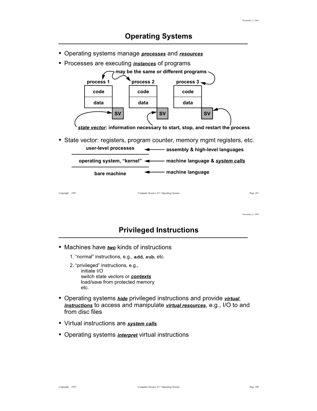 Operating Systems Privileged Instructions