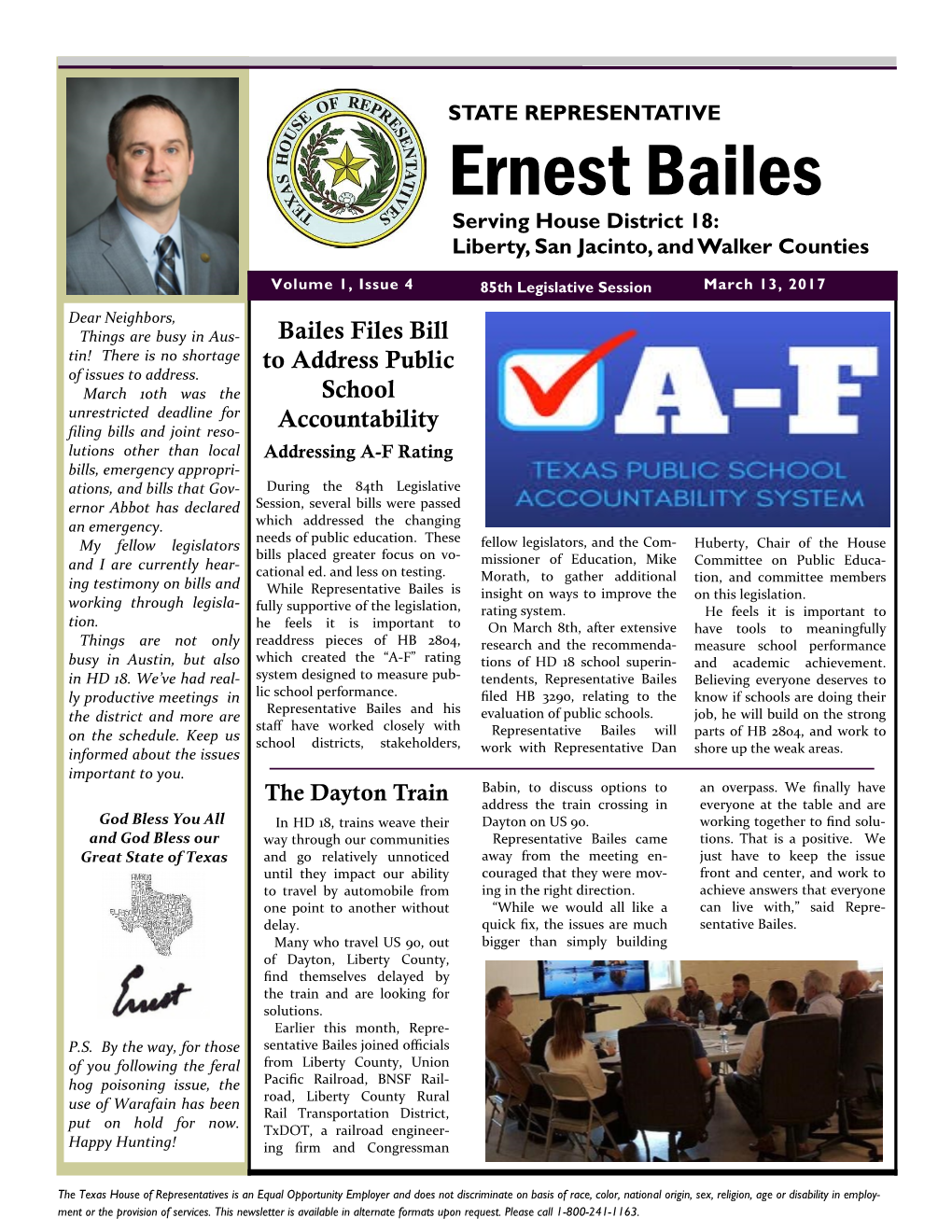 Ernest Bailes Serving House District 18: Liberty, San Jacinto, and Walker Counties