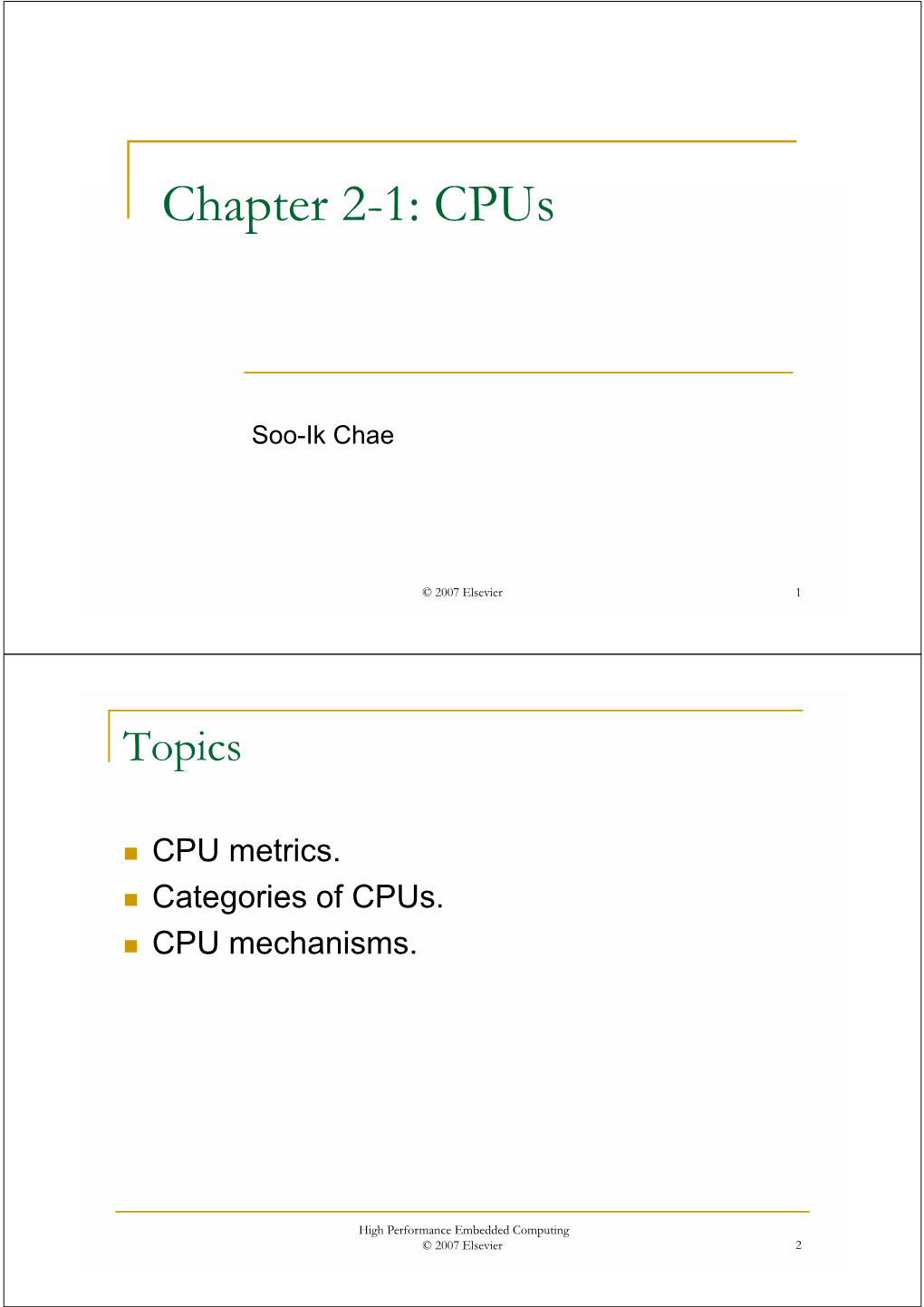 Chapter 2-1: Cpus