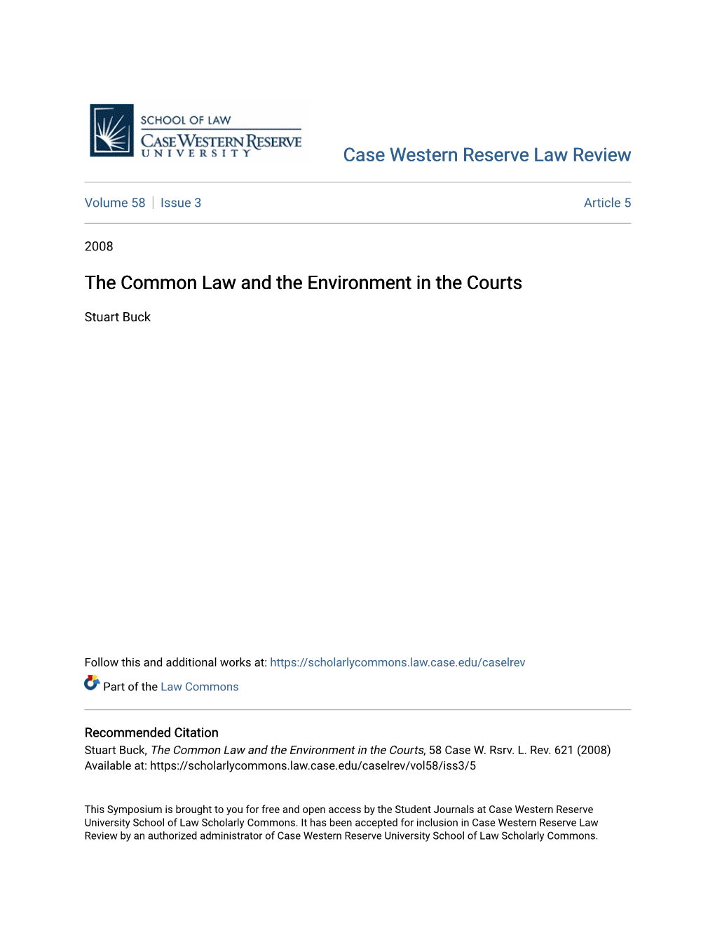 The Common Law and the Environment in the Courts