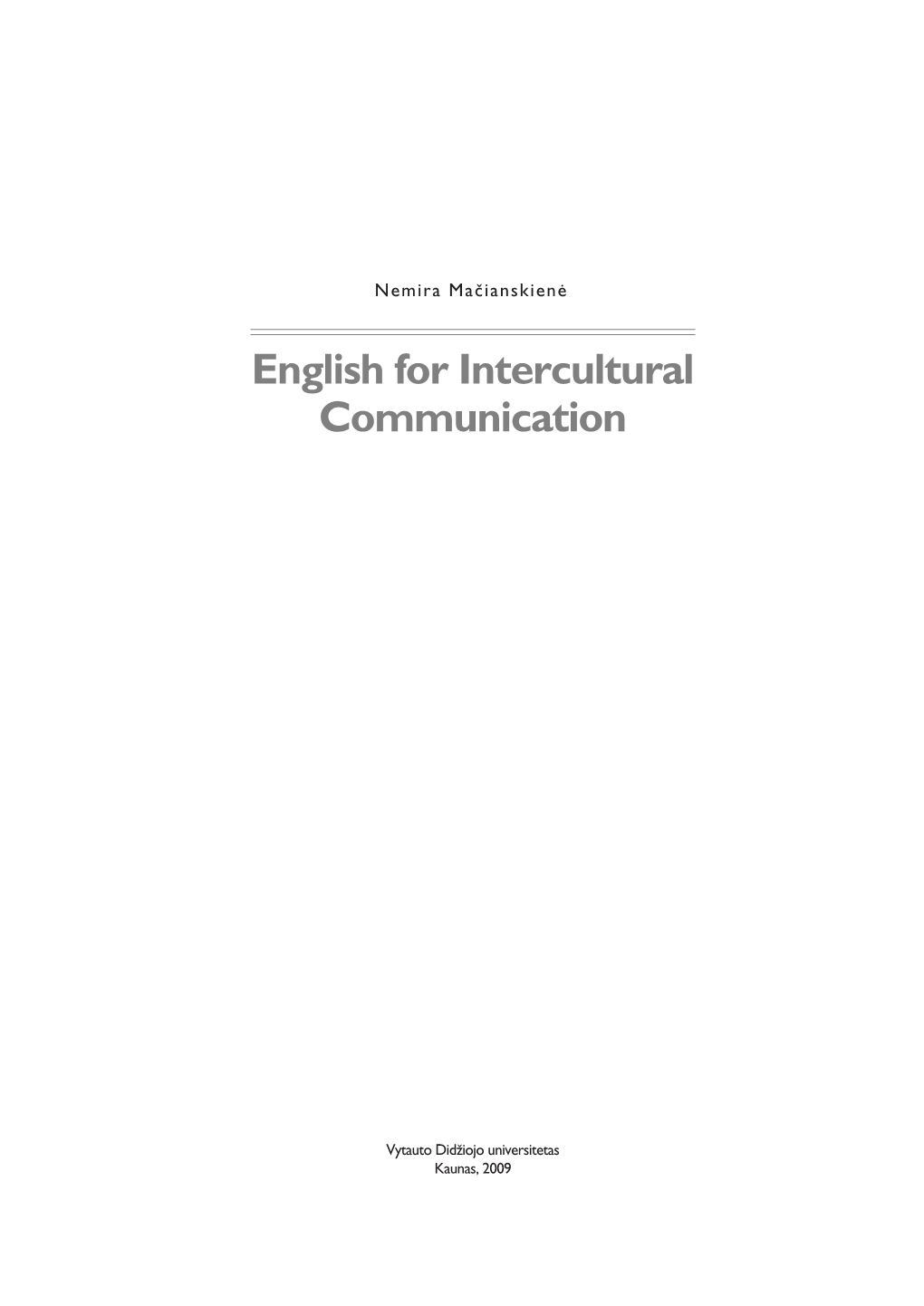 English for Intercultural Communication