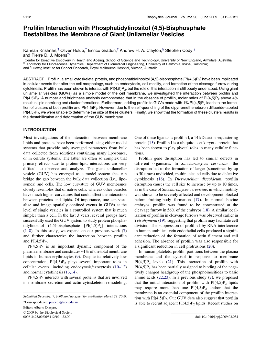 (4,5)-Bisphosphate Destabilizes the Membrane of Giant Unilamellar Vesicles