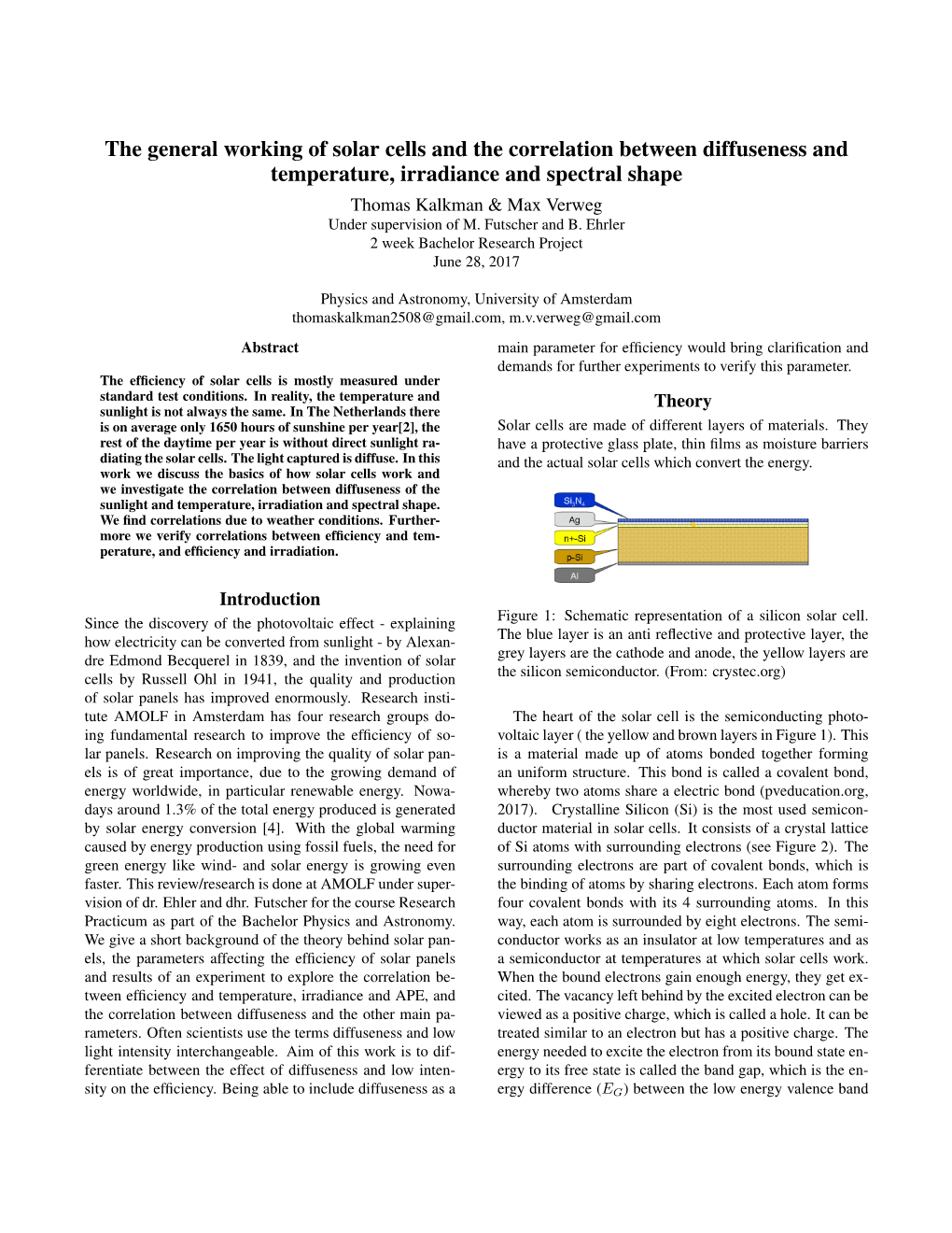 The General Working of Solar Cells and the Correlation Between