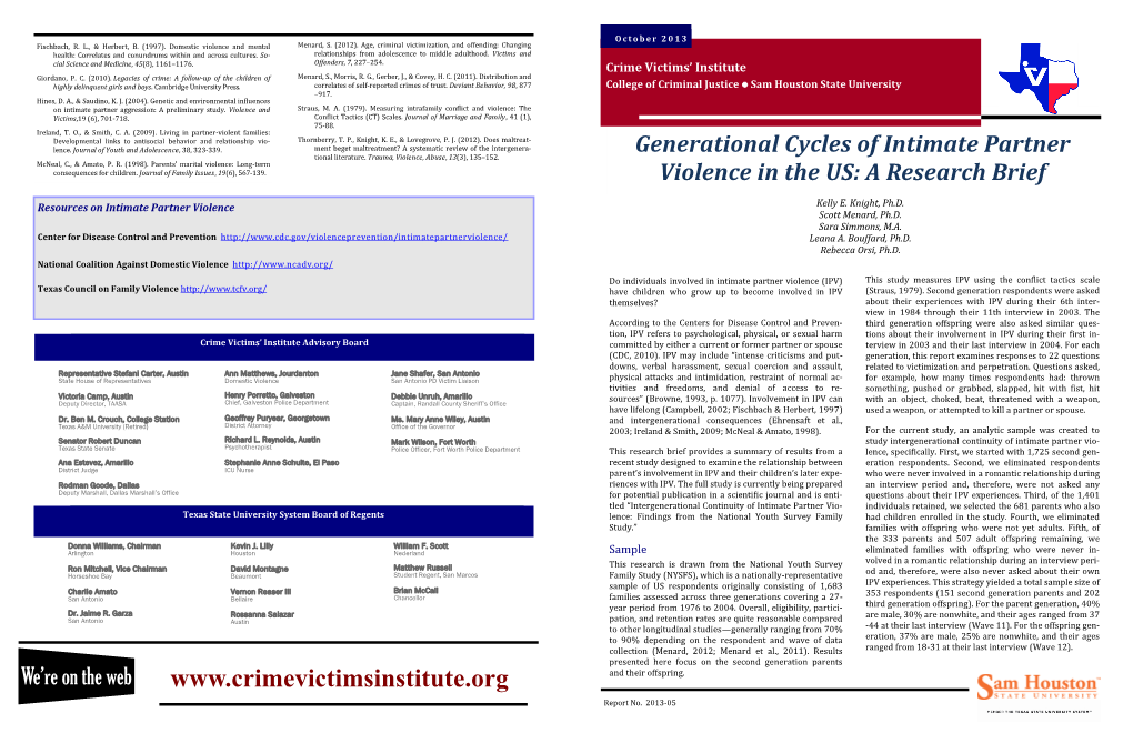 Generational Cycles of Intimate Partner Violence in the US