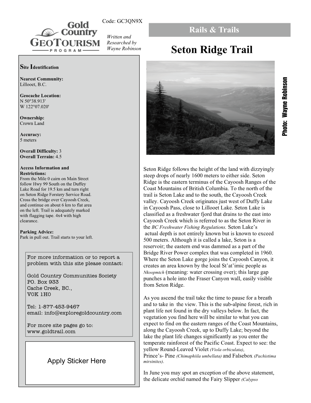 Seton Ridge Trail