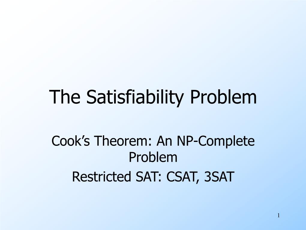 The Satisfiability Problem