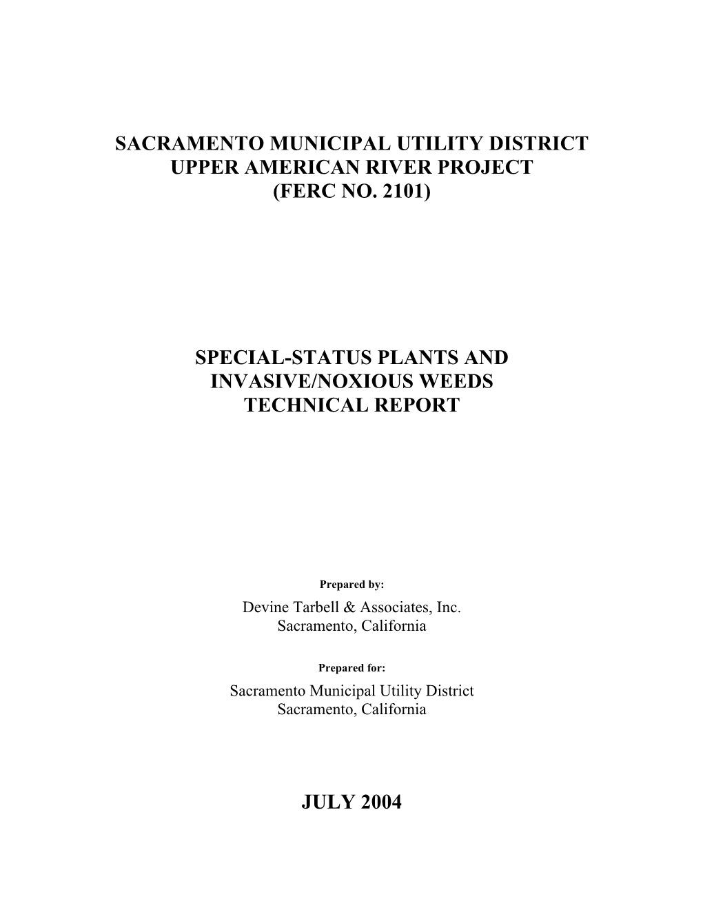 Special-Status Plants and Invasive/Noxious Weeds Technical Report