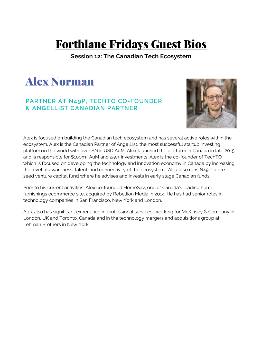 Forthlane Fridays Guest Bios Alex Norman