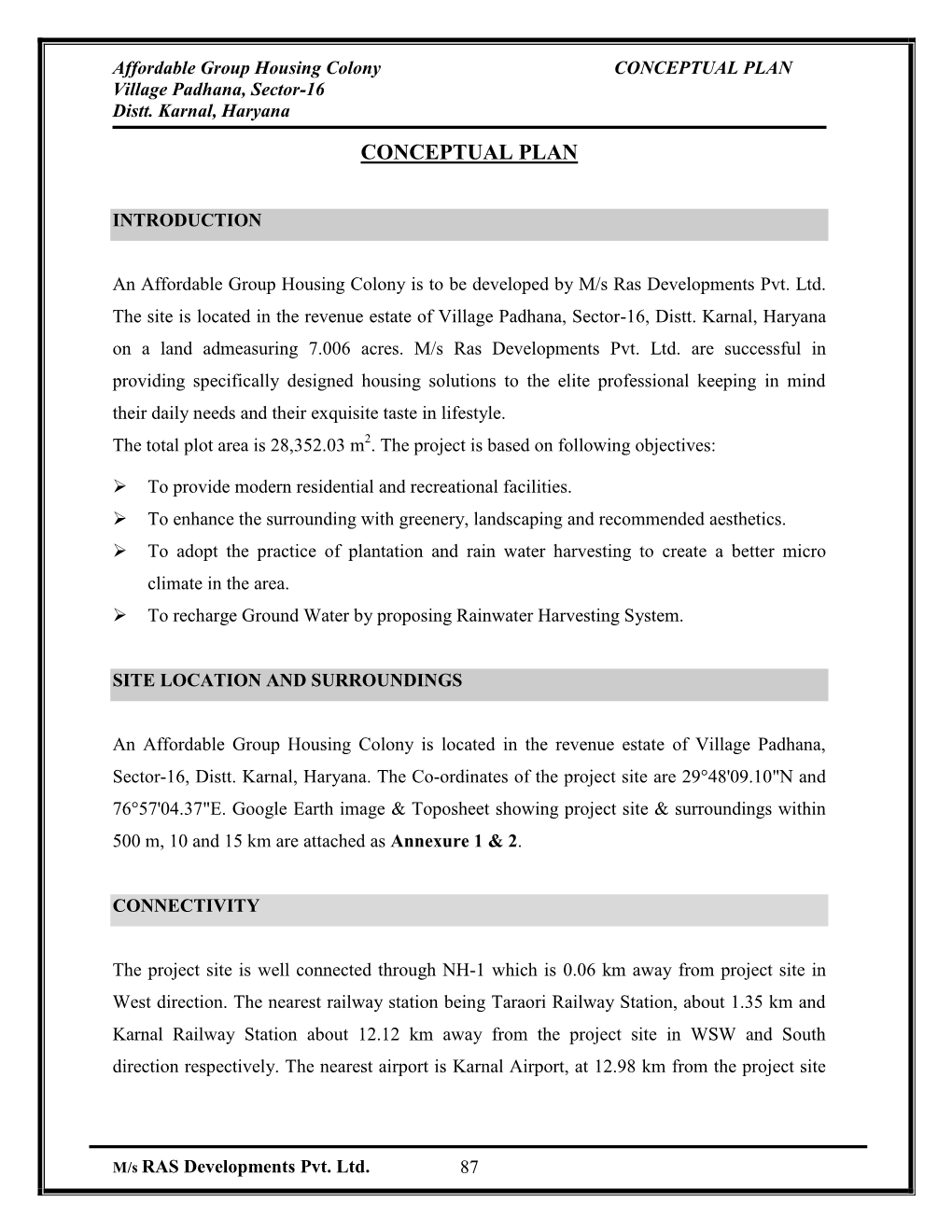 CONCEPTUAL PLAN Village Padhana, Sector-16 Distt