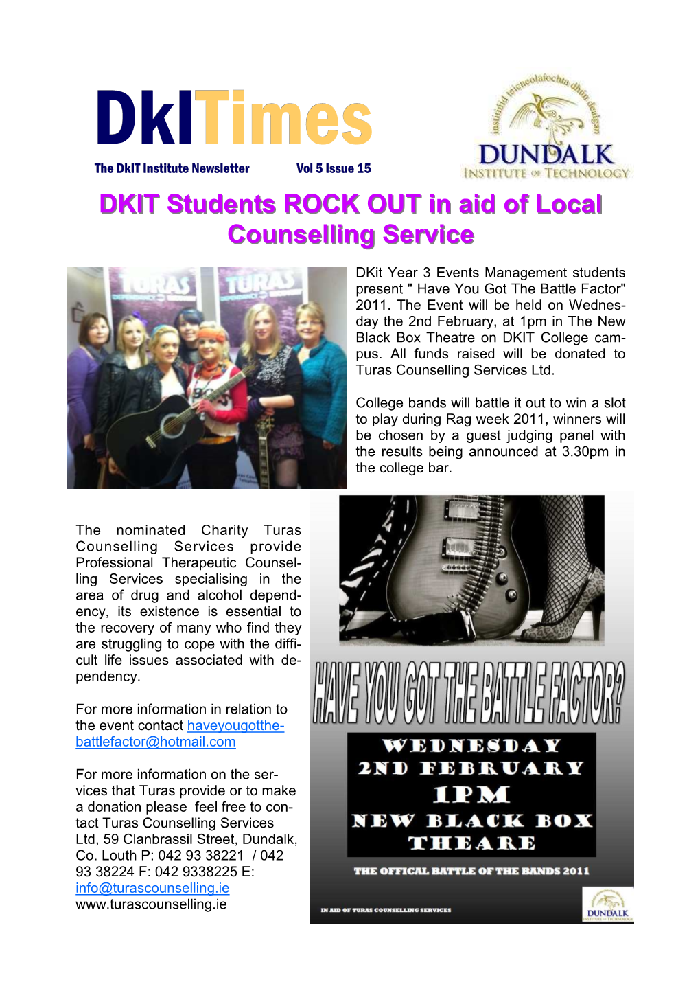 DKIT Students ROCK out in Aid of Local Counselling Service