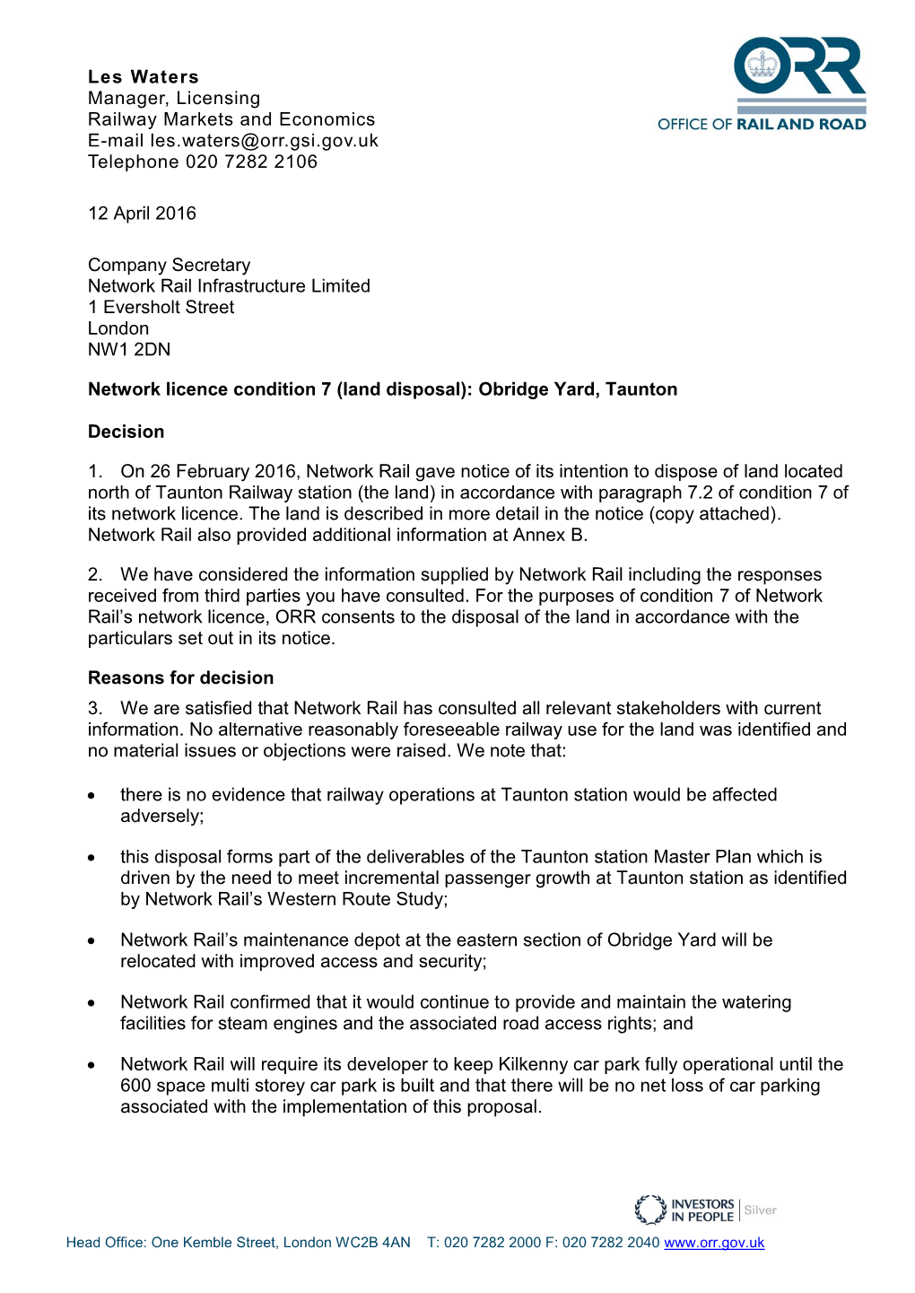 Obridge Yard, Taunton Land Disposal Notice