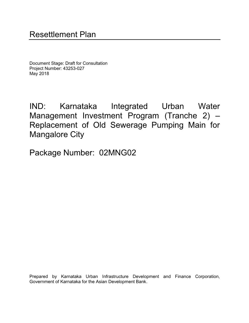 Resettlement Plan IND: Karnataka