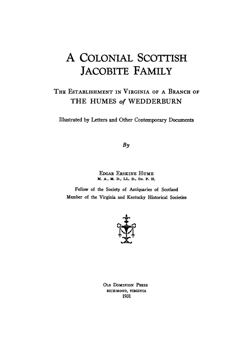 A Colonial Scottish Jacobite Family