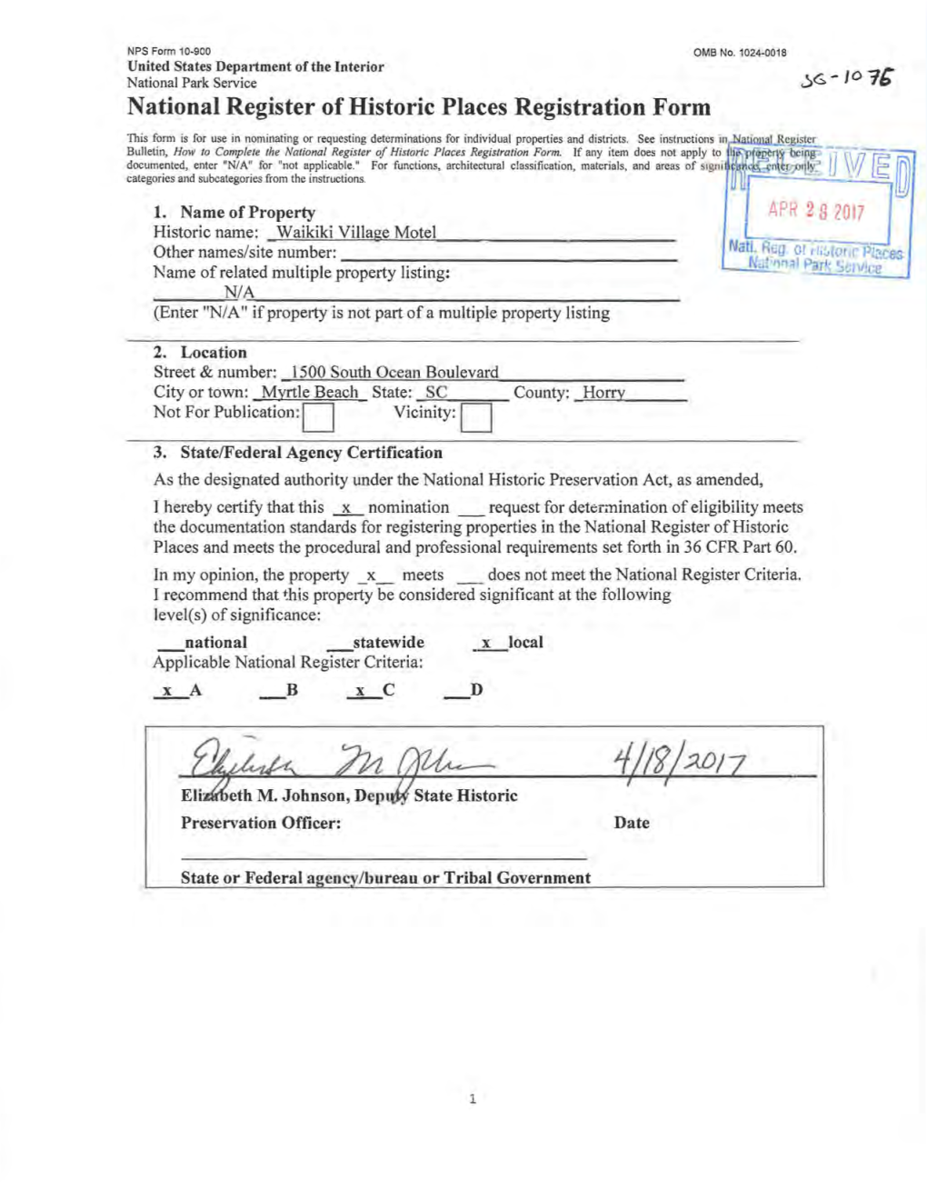 National Register of Historic Places Registration Form