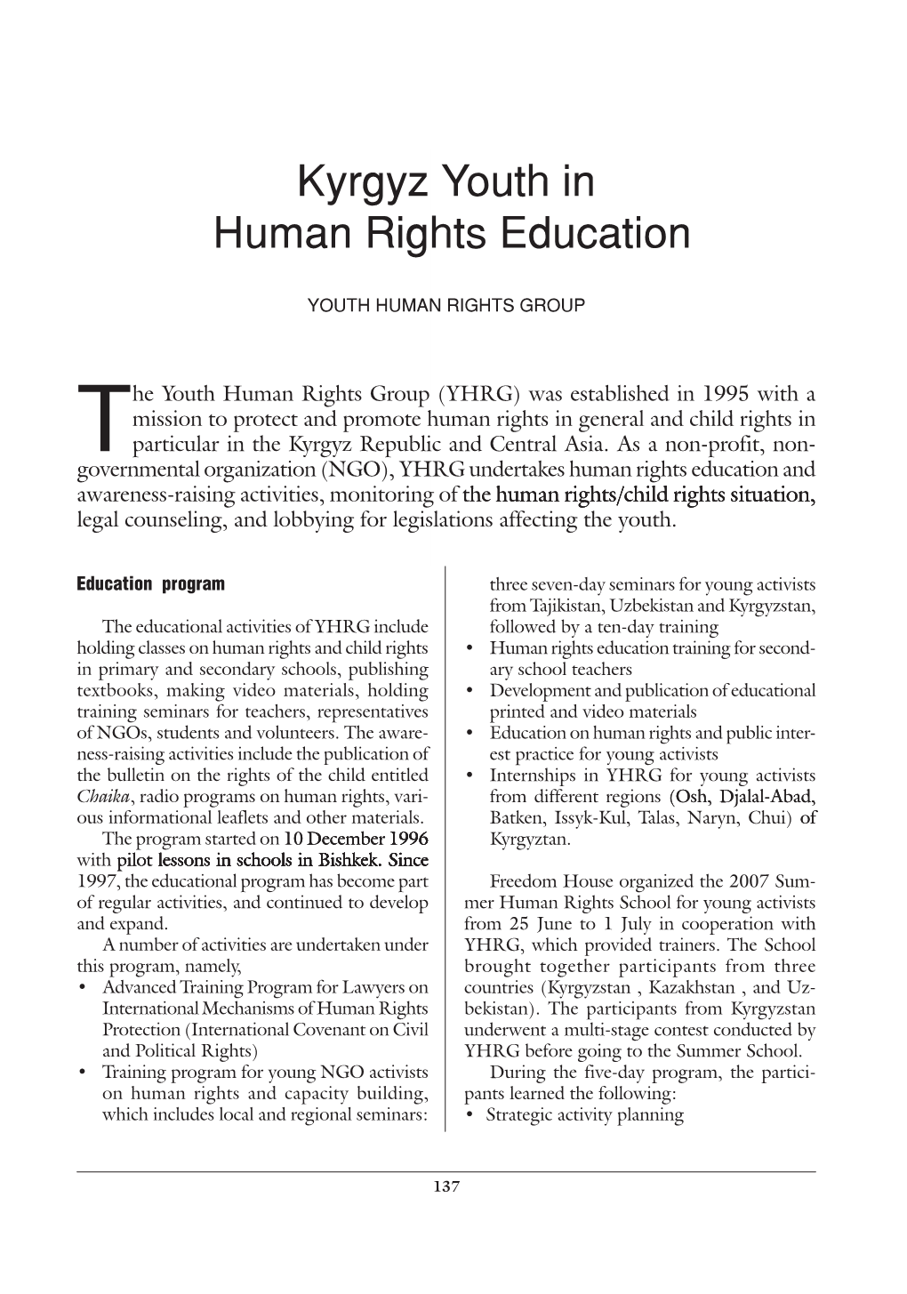 Kyrgyz Youth in Human Rights Education