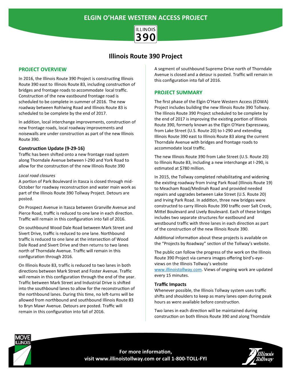 ELGIN O'hare WESTERN ACCESS PROJECT Illinois Route 390 Project