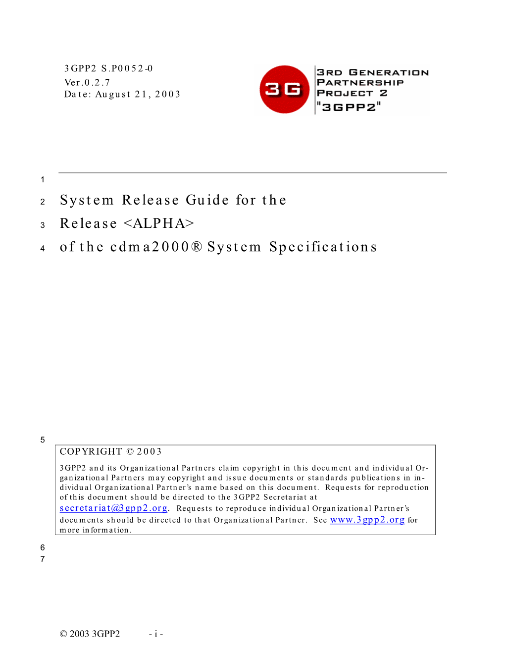 Of the Cdma2000® System Specifications