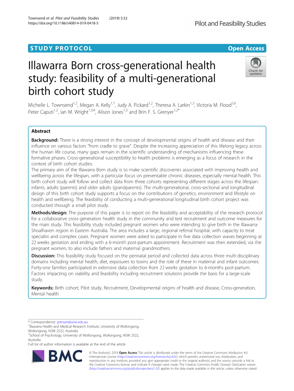 Feasibility of a Multi-Generational Birth Cohort Study Michelle L