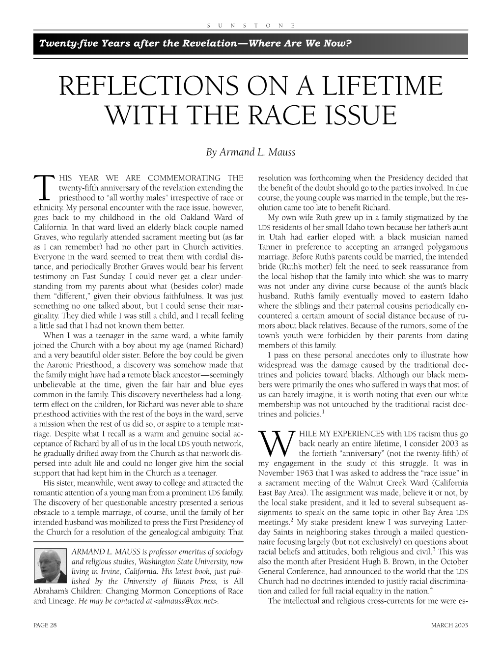 Reflections on a Lifetime with the Race Issue