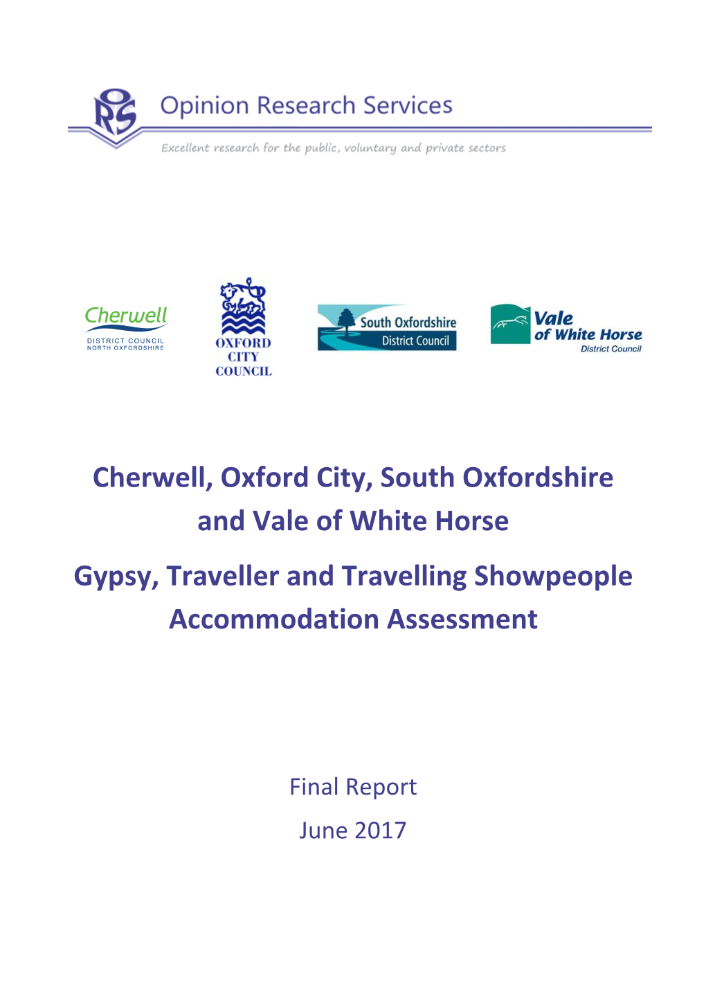 Cherwell, Oxford City, South Oxfordshire and Vale of White Horse Gypsy, Traveller and Travelling Showpeople Accommodation Assessment