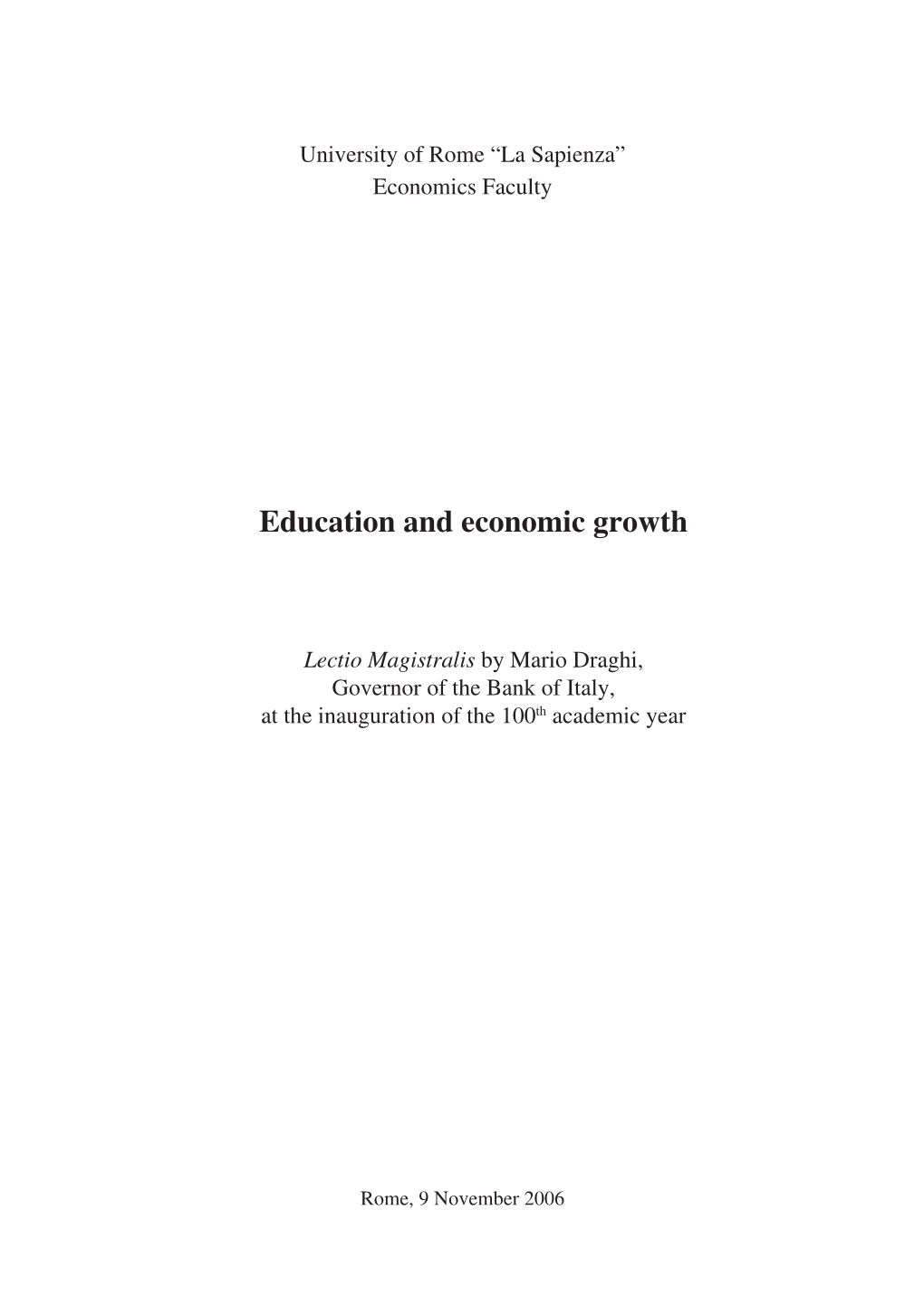 Education and Economic Growth