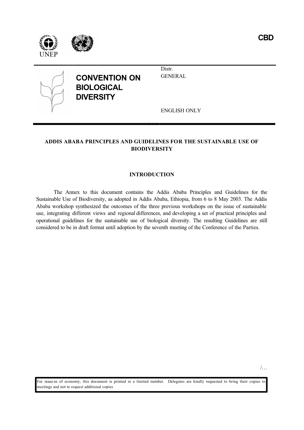 Cbd Convention on Biological Diversity