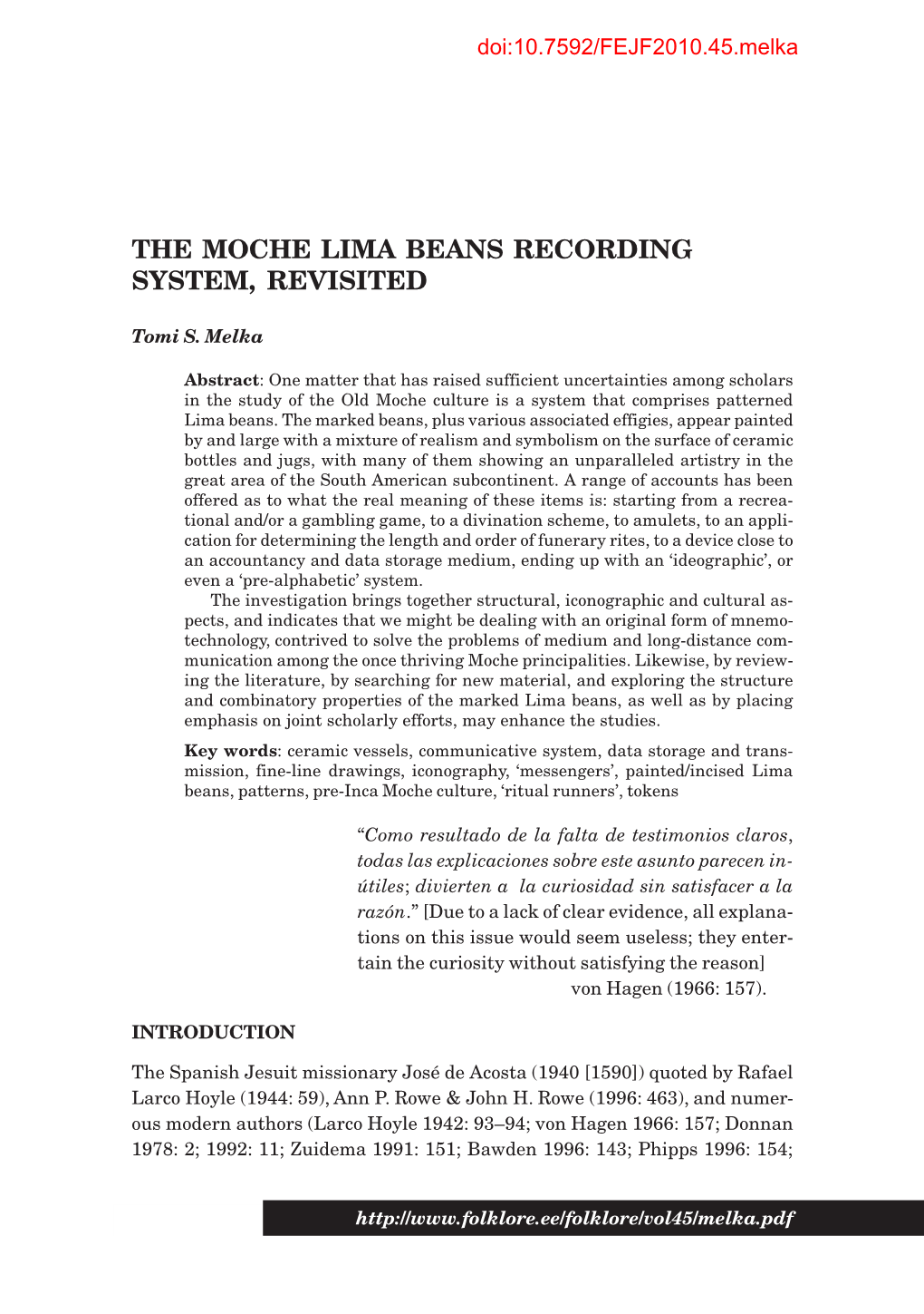 The Moche Lima Beans Recording System, Revisited