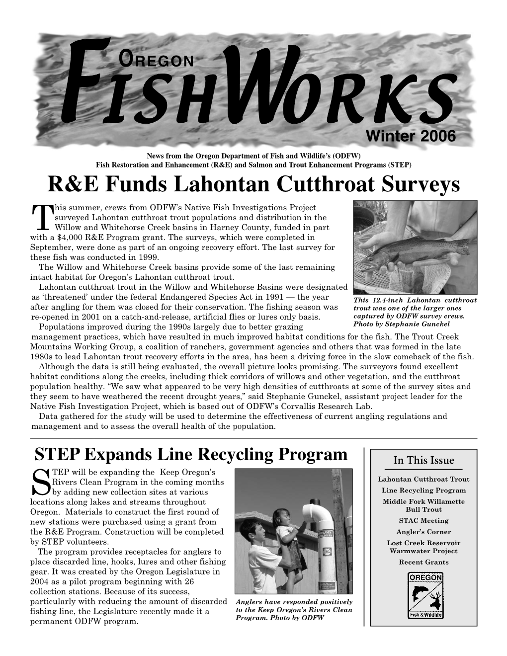 R&E Funds Lahontan Cutthroat Surveys