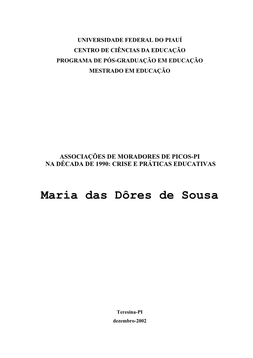 Maria Da Dores De Sousa