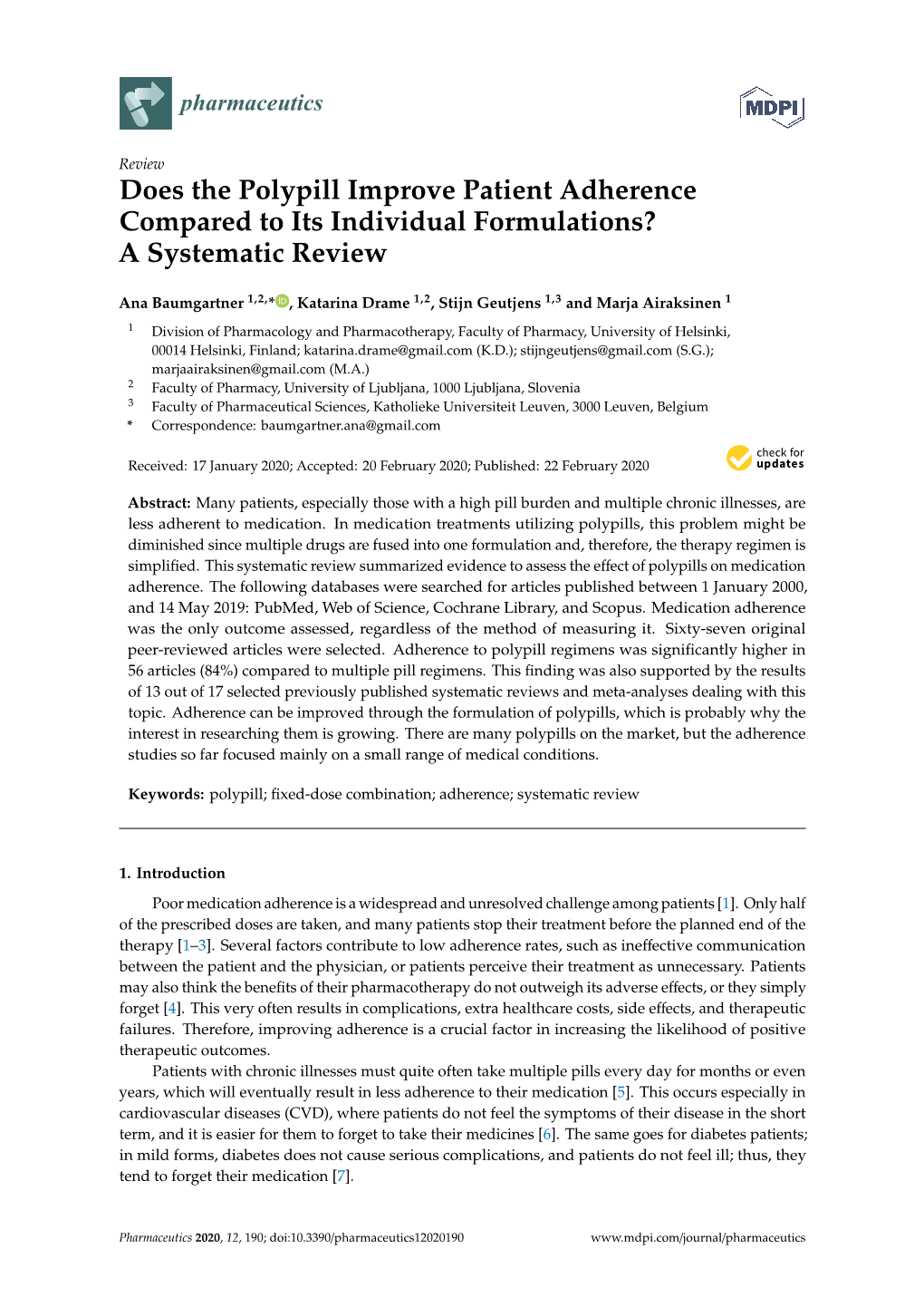 Does the Polypill Improve Patient Adherence Compared to Its Individual Formulations? a Systematic Review