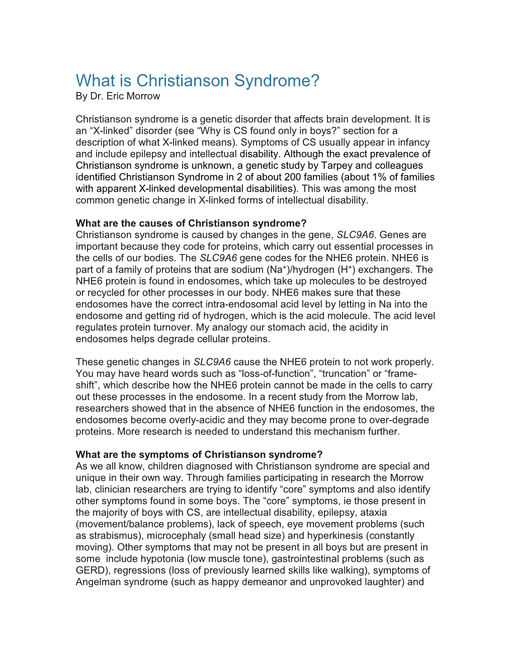 What Is Christianson Syndrome? by Dr