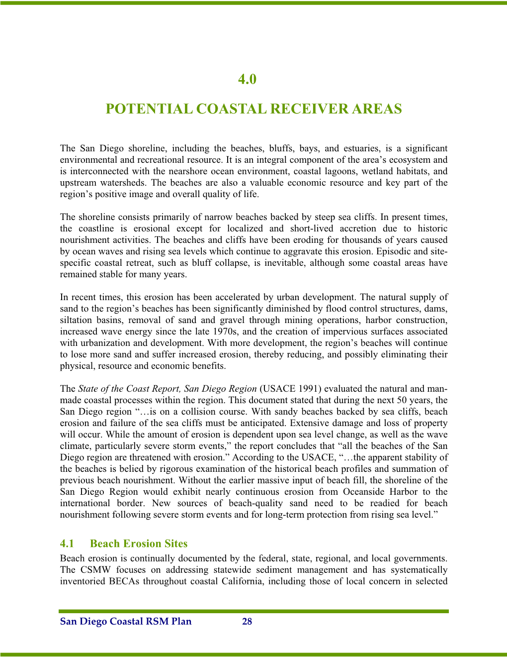 4.0 Potential Coastal Receiver Areas