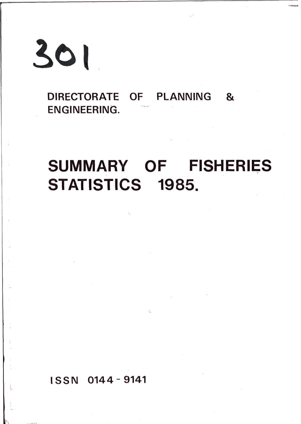 Summary of Fisheries Statistics 1985