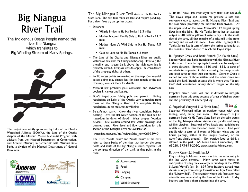 Big Niangua River Trail Starts at Ha Ha Tonka Big Niangua State Park