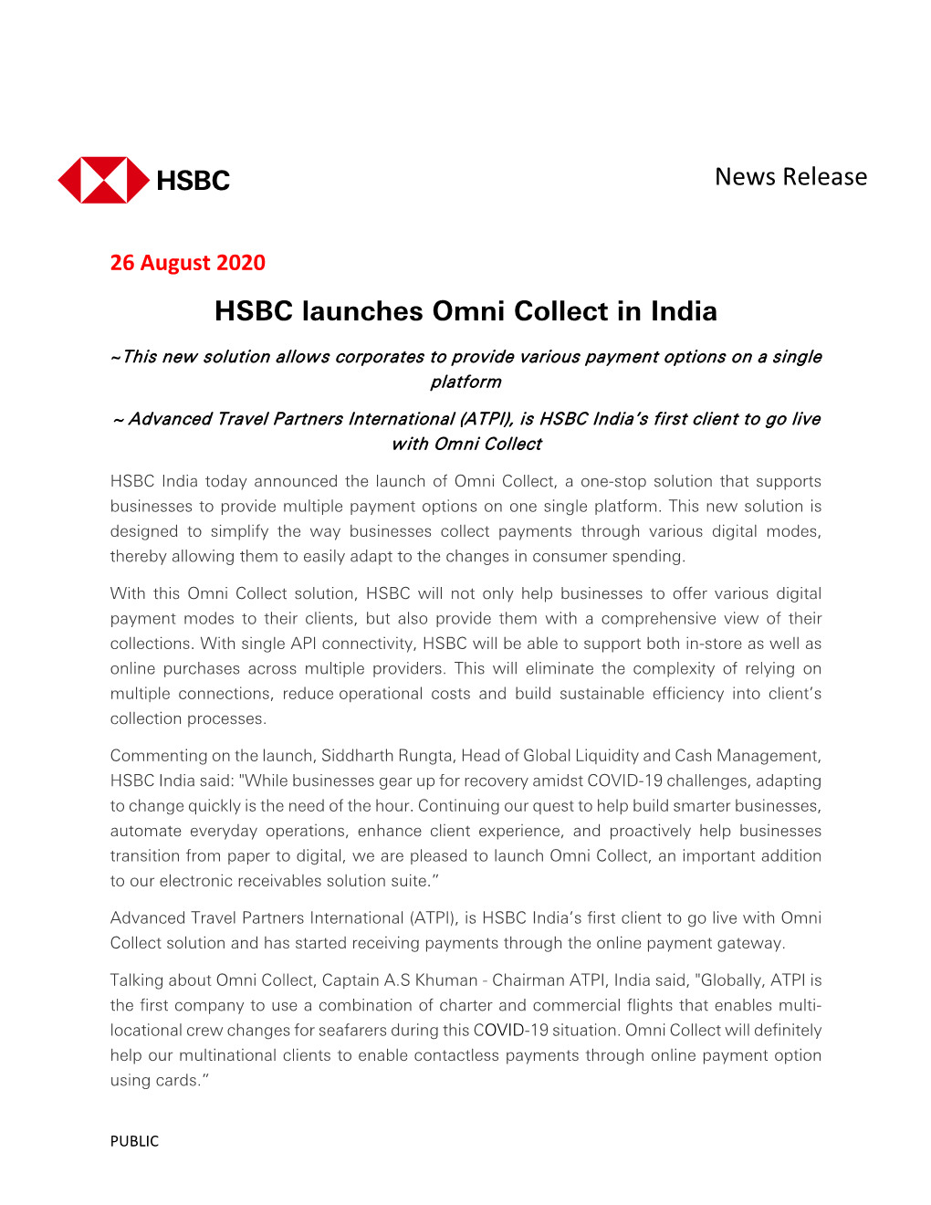 HSBC Launches Omni Collect in India