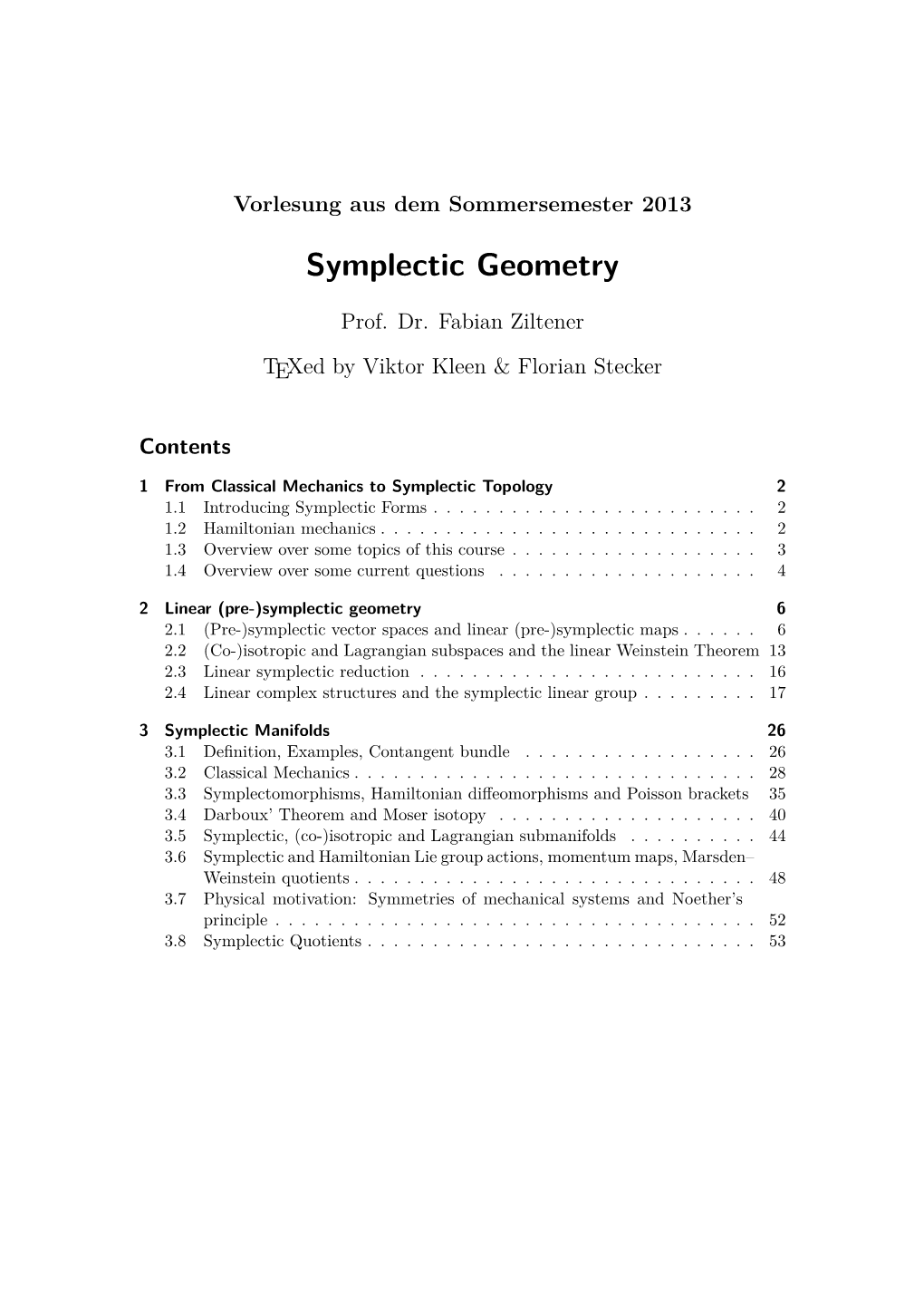 Symplectic Geometry