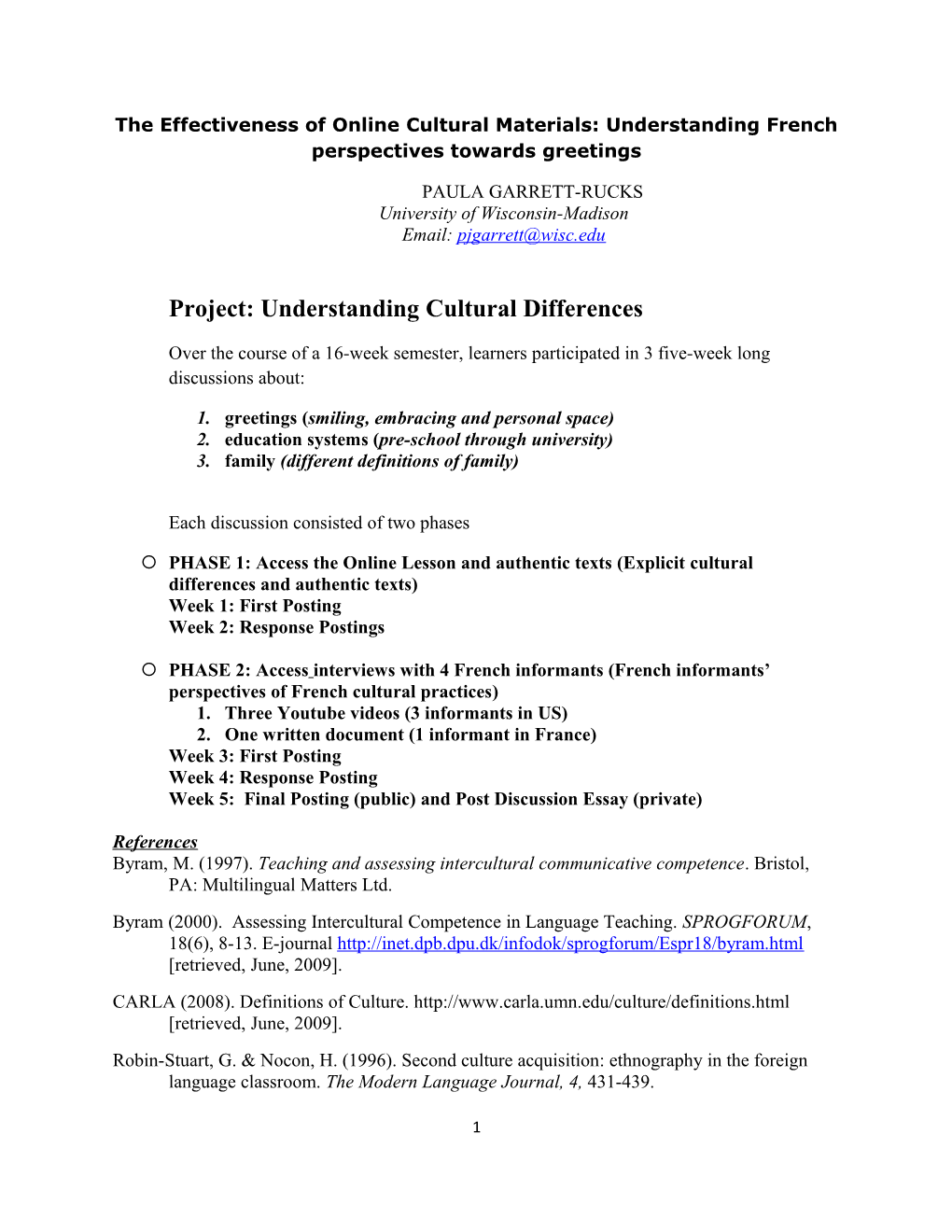 The Effectiveness of Online Cultural Materials: Understanding French Perspectives Towards