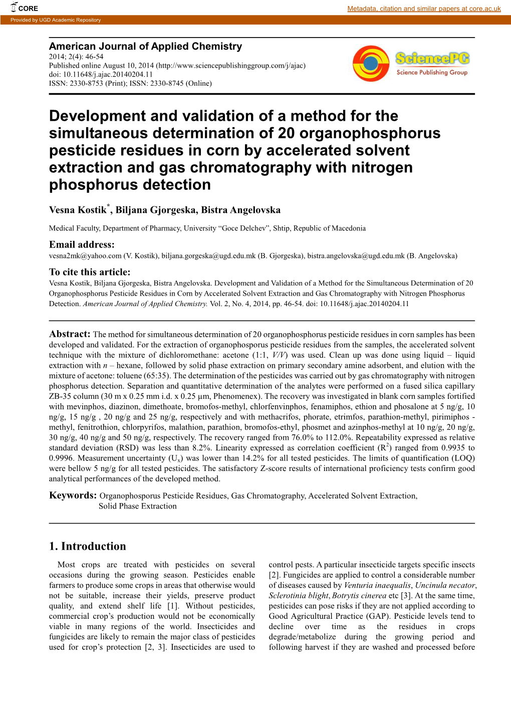 Development and Validation of a Method for the Simultaneous