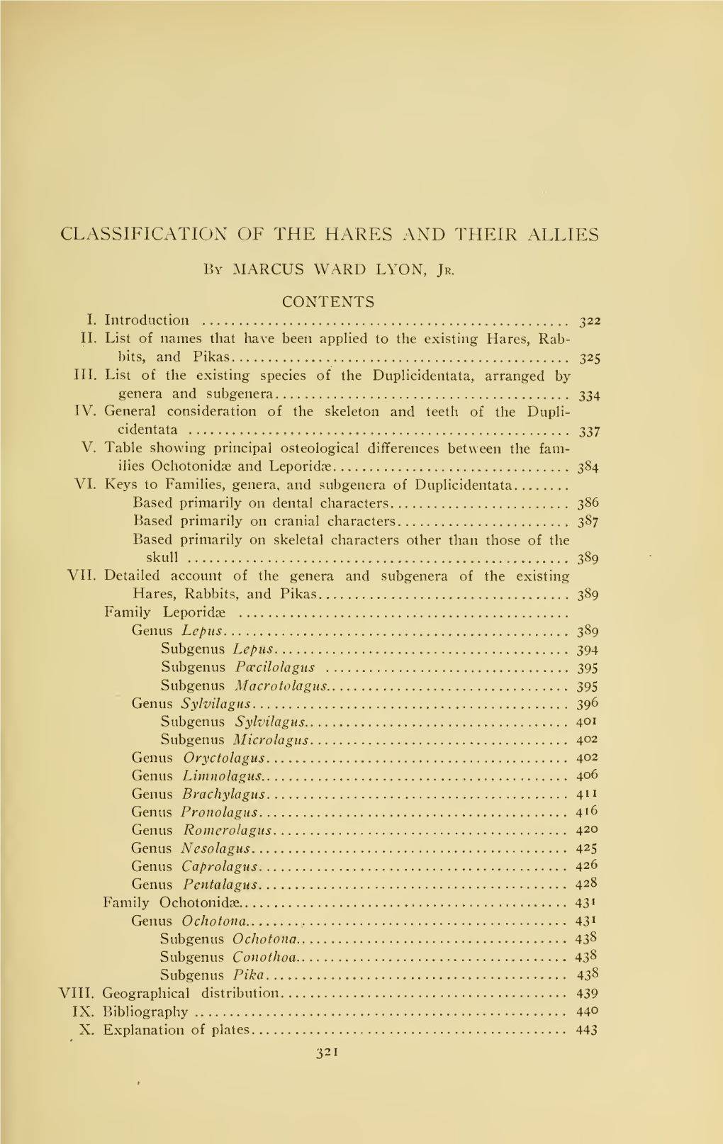 Classification of the Hares and Their Allies