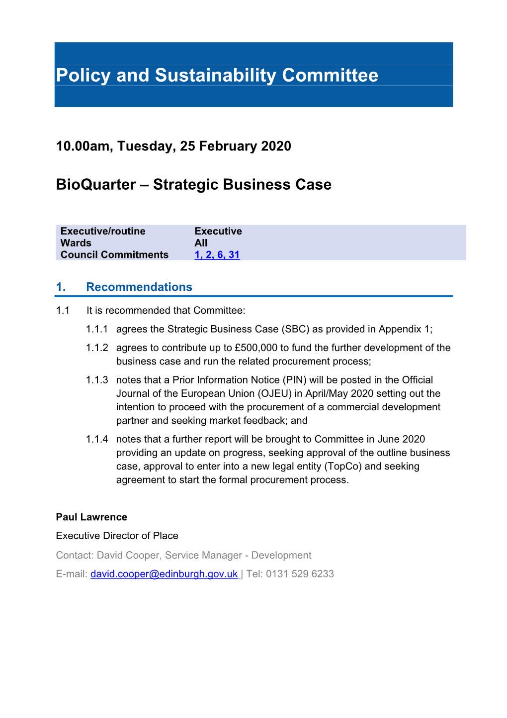 Bioquarter – Strategic Business Case