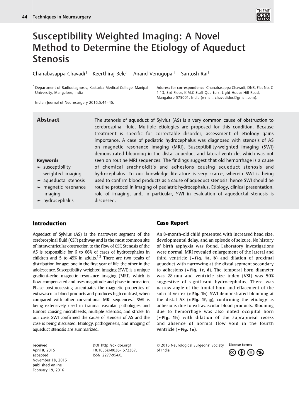 Susceptibility Weighted Imaging: a Novel Method to Determine the Etiology of Aqueduct Stenosis